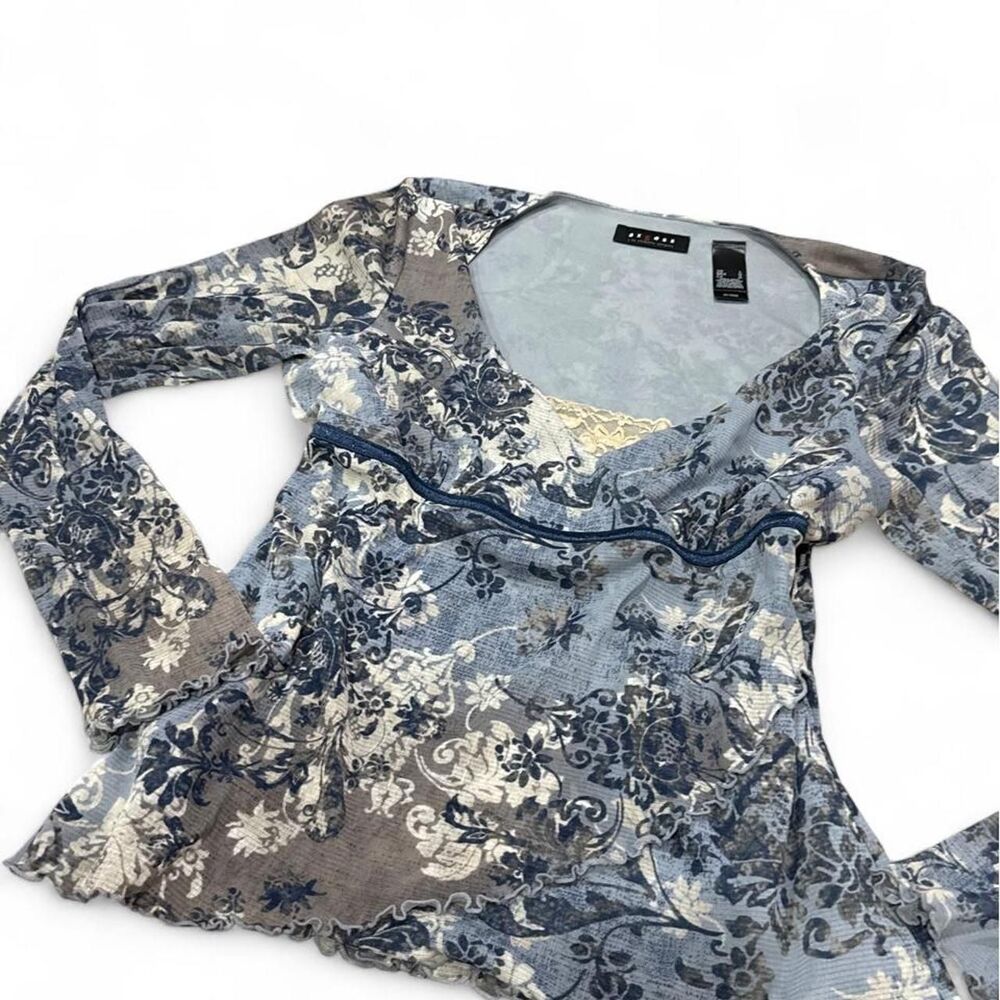 Axcess Blue Floral Long Sleeve Top